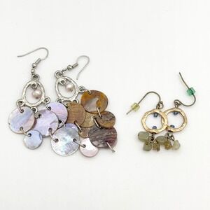 Boho Dangle Earrings Lot‎ Iridescent Shell Bead Drop Earrings Statement